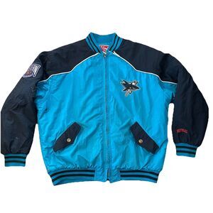 Vintage 80s 90s Nutmeg NHL San Jose Sharks Men's Jacket Size XL Teal Rare